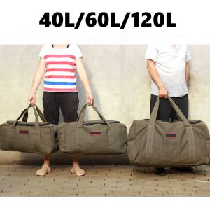 40L 60L 120L Canvas Hiking Climbing Bag Large Capacity Carrying Luggage Bag Fitness Handbag Outdoor Camping Travel Tent Backpack2026