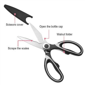 SK5 Stainless Steel Kitchen Scissors Multipurpose Kitchen Tool Shears Barbecue Nutcracker Opening