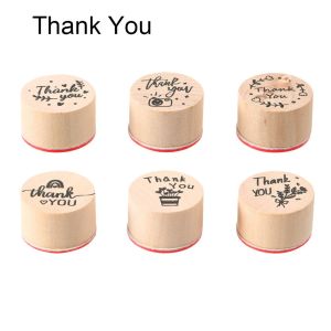 NAELIN 6pcs/set Tự làm album Văn phòng phẩm Đồ dùng vẽ Tranh Chúc mừng sinh nhật Trang trí kế hoạch hàng ngày Dấu cao su bằng gỗ Lời chúc phúc Sổ lưu niệm Dấu thư