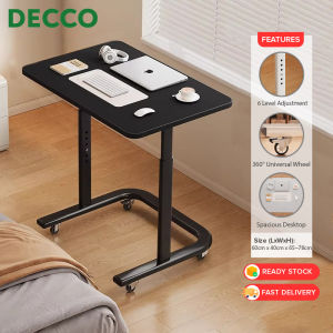 DECCO Adjustable Height Movable Bedside Laptop Table Sofa Side Table Portable Study Desk With Wheels Meja Belajar Laras Ketinggian - Fulfilled by DECCO SHOP