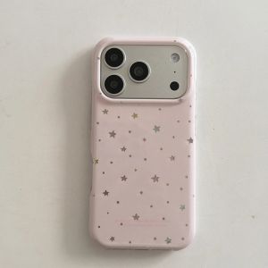 INS Gentle Girl Glitter Bling Star Pink Phone Case for iPhone 17pro 16 15 14 16pro 17ProMax 13 Shockproof Cute Back Cover Capa