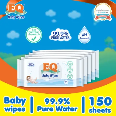 EQ Wipes 99.9% Pure Water 30s - Pack of 5 (150 sheets)