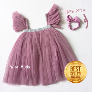 Lilac Dress Party Korean Baby 6 12 Bulan GRATIS PITA Gaun Anak Warna Lilac 1 Tahun Baju Lucu Bayi Model Terbaru Import Korean Style Gaun Acara Ulang Tahun Akikah Mauve Dress KAP108
