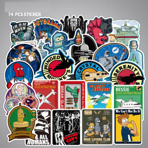 74pcs FUTURAMA CARTOON Vinyl Decal graffiti STICKERS bomb for laptop fridge luggage & etc