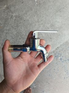 Vòi Hồ Đồng Thau Tay Gạt Ngang Mạ Crom Ren 21 Vòi Hồ Thau Cổ Cao Cap Cấp