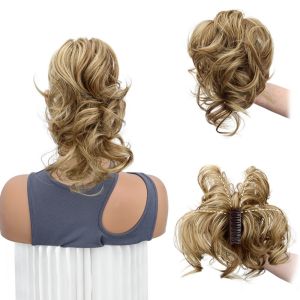 XINSU38 Claw Clip Short Ponytail Chignon Synthetic Hairtail Extensions Messy Curly Hair Bun Fashion Hair Band False Hair Pieces Women
