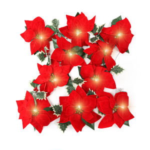 2M 10LED Christmas Decorations Garland Red Flower Light String Xmas Tree Stairs Ornaments Christmas Home Decor Supplies