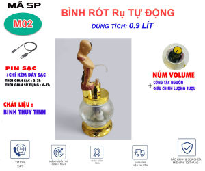 Bình rót rươu điện tử thủy tinh 0.9lit 4.0