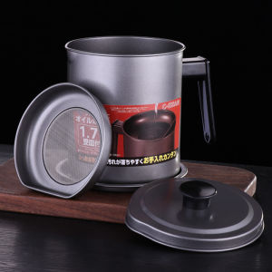 1.7L cooking oil container with strainer stainless steel oil filter+cover+oil pot base