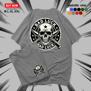 KAOS DISTRO BAD LUCK SKULL KNIFE - KAOS PRIA DAN WANITA LENGAN PENDEK UKURAN M.L.XL.XXL ATASAN KERAH BULAT BERBAHAN KATUN - KAOS PRIA WANITA COD