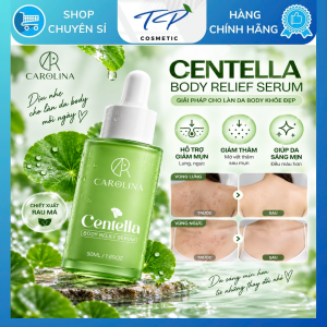 Serum Giảm Mụn Xóa Thâm Body Centella Relief Serum Carolina 50ml - Xóa mụn thâm sần cơ thể. Nên dùng kem combo kem dưỡng thâm body để đạt hiệu quả tối ưu