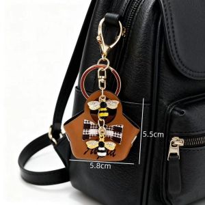 Hangdian PU Ví tiền xu nhỏ Keychain gói Mặt Dây Chuyền Miu phong cách túi nhỏ đồ trang trí sáng tạo Keychain đồ trang trí cao cấp