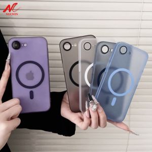 For iPhone 16e Ultra Thin Case For  Magsafe Slim Matte Lens Protector Magnetic Charge Cover for iPhone 13 17 12 14 15 16 Pro Max