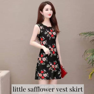 Short sleeved dress for women in summer new and improved version of cheongsam dress for middle-aged and elderly mothers vest skirt