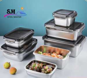 🔴High Quality🔴 Food Grade SUS 304 Stainless Steel Lunch Box/ Fresh Storage Box/ Food Storage / Microwave Safe -Steel Master