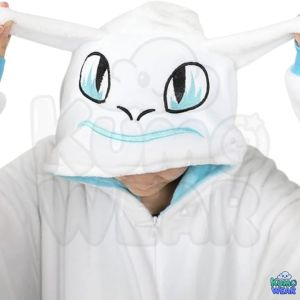 Kigurumi Onesie Adults Toothless Light Fury Dragon – Soft Hooded Pajamas Cute Anime Cosplay Costume Sleepwear Men Women Fluffy Loungewear Gift S-XL