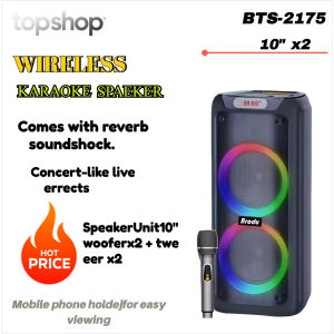 BTS-1388 4500mAh Bluetooth Speaker - Dual 10-inch Subwoofers - Flame-shaped LED Light - Portable Speaker Built-in Party Mode Karaoke Subwoofer
