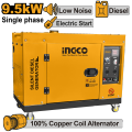 BUILDMATE Ingco 9.5KW 4-Stroke Silent Diesel Generator Single Cylinder Phase 100% Copper Coil Alternator GSE10500-5P IIT IPT. 