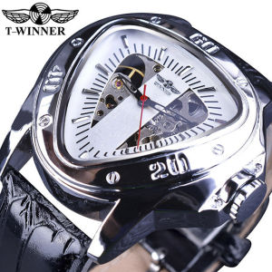 WINNER stylish all black unique triangular dial design luminous hands sports clock male mechanical automatic watch top brand luxury. Gifts for men