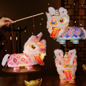 LINSBAYWU Ancient Style Lion Dance Lantern Waterproof Cartoon Luminous Lantern Traditional Handmade LED Lantern Toys Chinese New Year