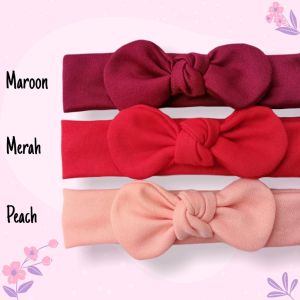1 Set 3 Pcs Bando Kupu Bayi dan Anak [Maron Merah Peach]