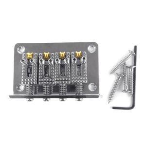 4 Strings 60mm Bass Guitar Roller Saddle Hardtail Top Load Bridge Tailpiece with L Shaped Wrench and Screws for Guitars