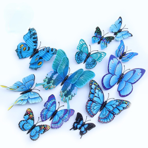 12pcs 3D double-layer butterfly wall sticker decoration living room wedding childrens bedroom decoration DIY wall sticker art butterfly sticker