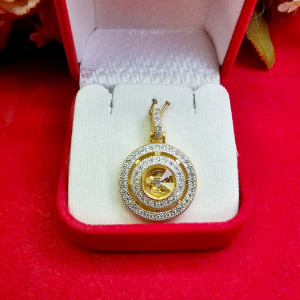 จี้กังหัน หมุนเรียกทรัพย์ ขนาด 2 x 2 cm  จี้พร้อมสร้อยคอสองกษัตริย์ลายไข่ปลาคั่นเม็ด ยาว 18 นิ้ว ทำจากทองเหลือง ชุบทอง