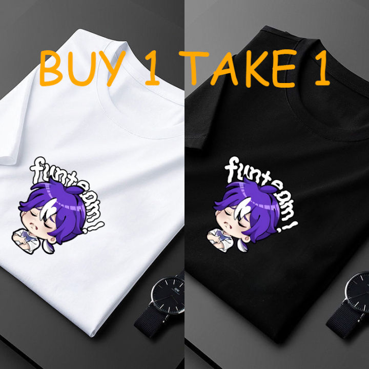 [Buy 1 Get 1 Free] Printed T-shirt in black and white, simple and versatile shirt for men and women