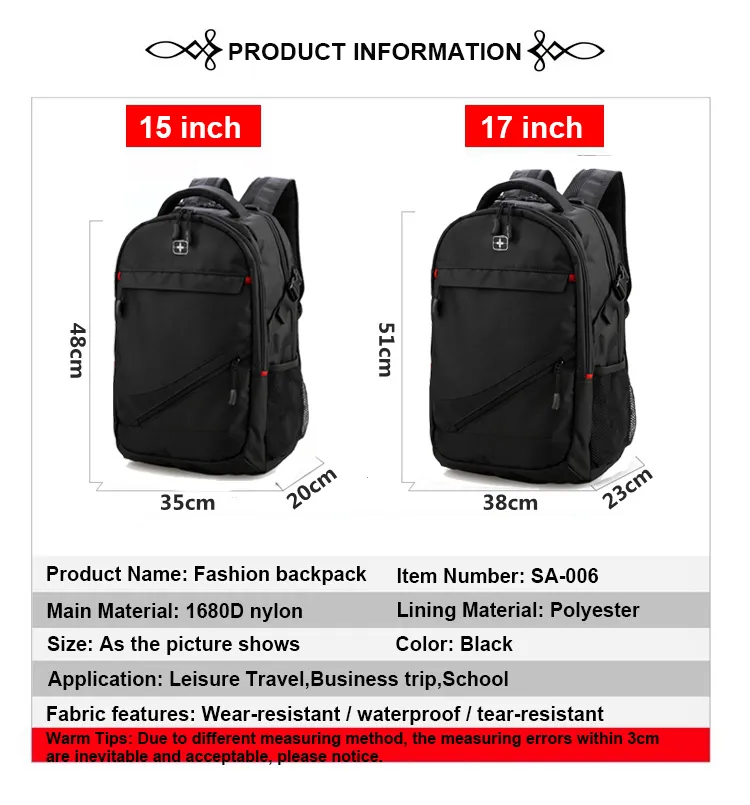 SwissGear Backpack for Men and Women 17inch Laptop Bag