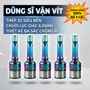 【HCM/24H】combo 5 đầu chụp vít tôn Đức Long có bi thép 7 màu cao cấp bền bỉ