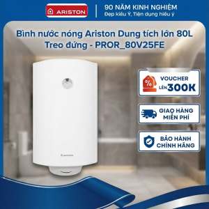Bình nước nóng Ariston Dung tích lớn 80 Lít - PROR_80V25FE | Bình đứng nhỏ gọn Thiết kế hiện đại Lắp đặt dễ dàng Hàng chính hãng Bảo hành trọn gói