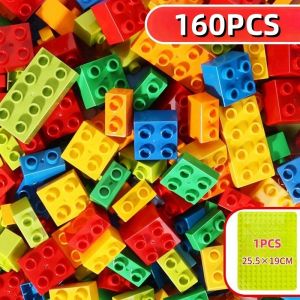 160PCS Creative Building Blocks Set Of Colorful Classic Basic Silver Brick DIY Toys For Baby Christmas Gifts 3 To 10 Years Toys2026
