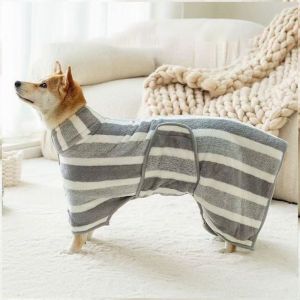 OUREAL Quick Drying Dog Bathrobe Water Absorption Microfiber Bath Towels High Quality Double Layer Puppy Robe Small Medium Large Dogs