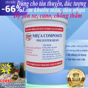 Nhựa Composite 1Kg + Sợi Thủy Tinh 1m2 + Chất Đóng Rắn – Nhựa Hồng - Keo Polyester Resin Bọc Phủ Làm Khuôn Chống Thấm Tàu Thuyền