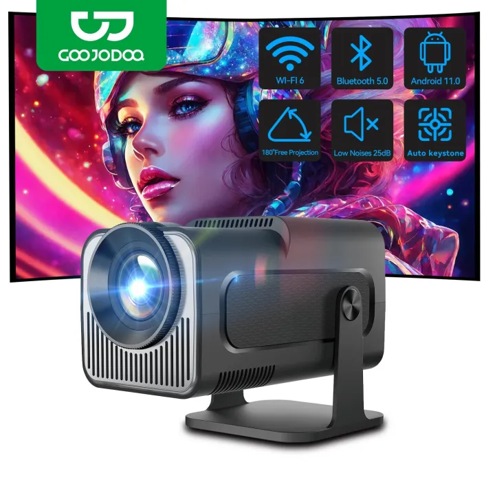 GOJODOQ Android 11.0 Projector | Automatic Keystone Correction | Dual WiFi 6 Bluetooth 5.0 | Mini Size Easy to Carry | Low Noise | Built-in Netflix YouTube |