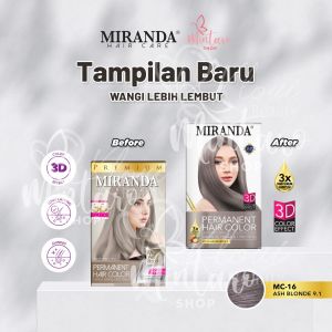 Miranda Hair Color Permanent Premium MC16 Ash Blonde 30ml || Semir Rambut Miranda