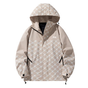 แจ็คเก็ตกันลมรถจี๊ปวิญญาณพิมพ์ลายเต็มรูปแบบแจ็คเก็ตมีฮู้ดกันลมและกันน้ำสำหรับการเดินป่า