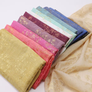 Women Shiny Gold Snowflake Floral Cotton Pashmina Shawl Muslim Hijabs 12 Colors WJ683