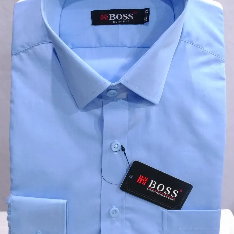 Kemeja Pria Boss Polos Reguler Big SIze XXL XXXXL Lengan Panjang