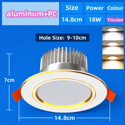 HighLight รับประกัน 30 ปี โคมฝังฝ้า โคมฝังฝ้าทรงกลม LED Panel Light 5W 7W 9W 12W 18W 24W โคมฝังฝ้าติดเพดาน ไฟดาวน์ไลท์ แสงขาว/แสงธรรมชาติ/แสงอุ่น