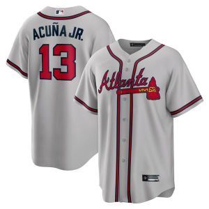 MLB Embroidered Baseball Jersey Atlanta Braves Gray 13 # AUUNAJR Ronald jersey