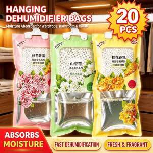 20pcs Hanging Dehumidifier Dry Bag Wardrobe Desiccant Moisture Absorption Deodorizer Anti-Mold Bag