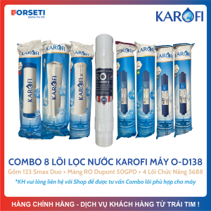 Combo 8 Lõi Lọc Nước KAROFI Cho Model Máy O-D138 (Tặng 1 Cút T Nối Nhanh Và 1 Mét Dây 6mm)