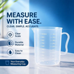 Plastic Measuring Cup Graduated Liquid Jug Food Grade BPA Free Handle Lid Kitchen Baking