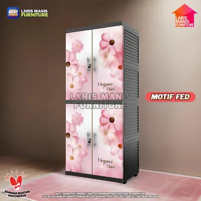 Jumbo Lemari Pakaian Plastik Naiba MSC FIT dengan Cermin Lemari Susun 4 Modern - FULL KUNCI!!