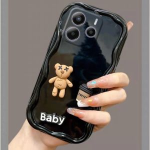 New Casing Redmi Note14 Note14Pro Note 14 Pro + Plus 5G 4G Fashion Doll Coffee Bear Cartoon Phone Case Lens Protection Soft Cover