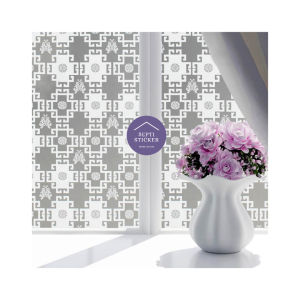 Stiker kaca jendela rumah batik putih