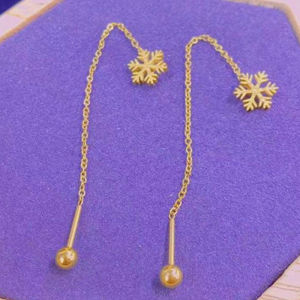 OYJR ต่างหูแฟชั่น ต่างหูโซ่สแตนเลสรูปแบบเกล็ดหิมะสวยๆชุบทอง 18k ไม่ลอกดำ