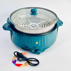 SKU142 - Nồi lẩu + hấp điện 2 tầng vân đá đa năng. Luộc nướng chiên chống dính